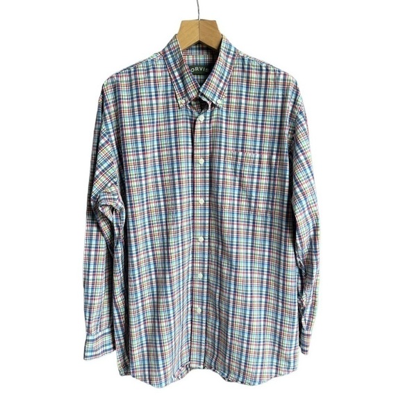 Orvis Men’s Blue Red Yellow White Plaid Long Sleeve Button Front Shirt, XL - Picture 1 of 11
